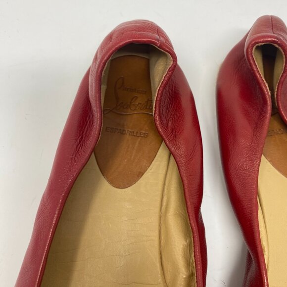 christian louboutin leather slip on espadrille ballet flats - Picture 5 of 8